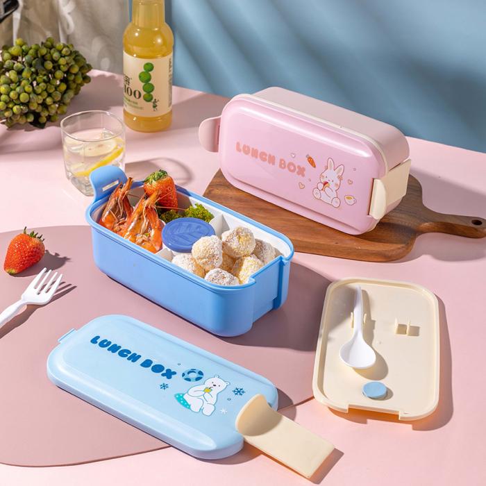 小長(zhǎng)方單扣三格飯盒